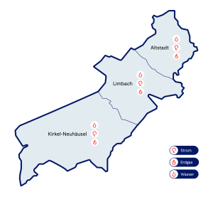 Karte des Vertriebsgebietes der GWK